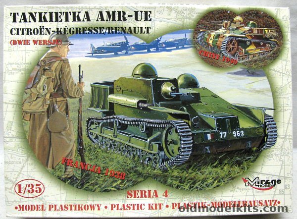 Mirage Hobby 1/35 Citroen-Kegresse/Renault Tankietka AMR-UE - French Tank from 1938 (Also Chinese Version), 35306 plastic model kit